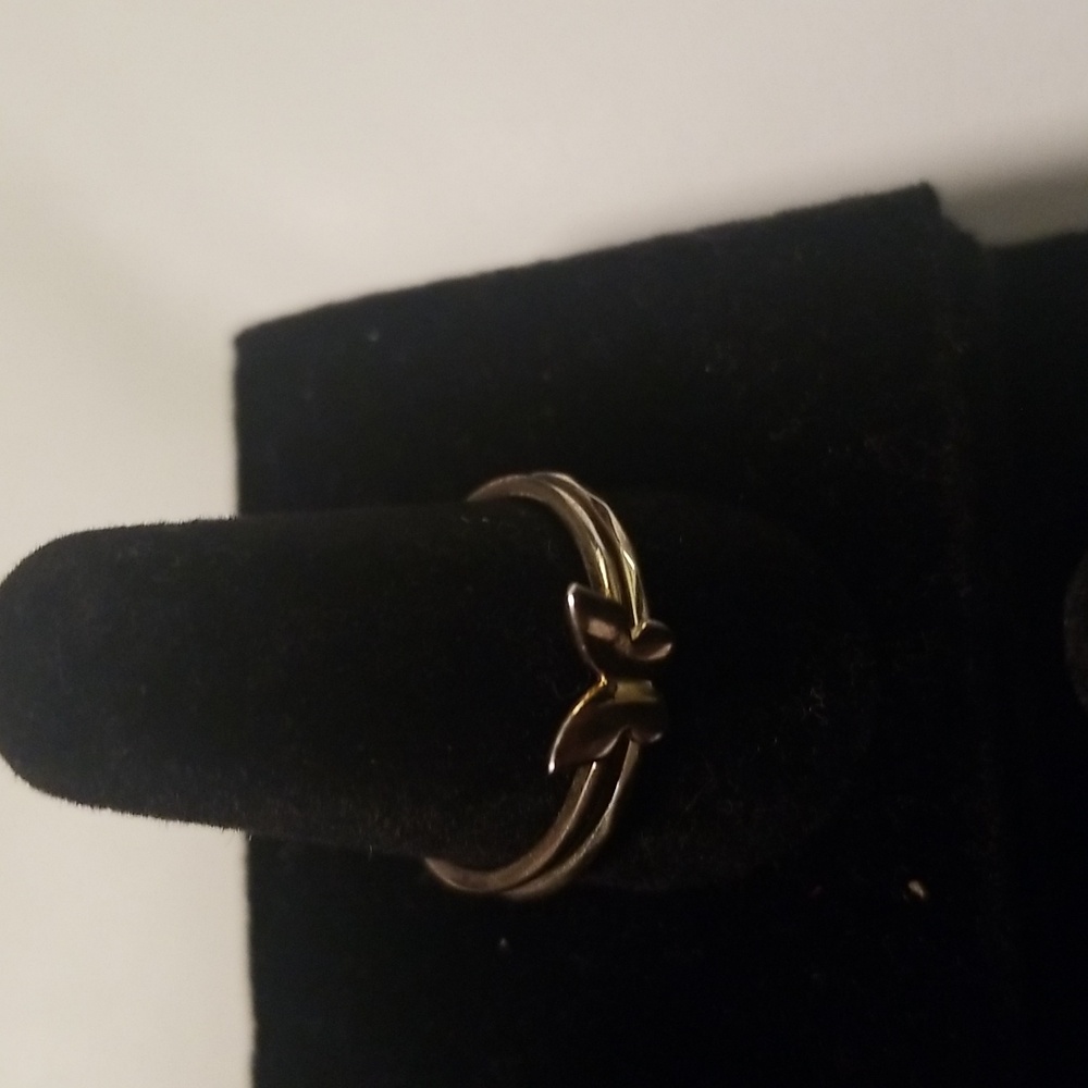 Women's 925 Sterling Silver Two Piece Butterfly Ring; Gold Color; Size 8
